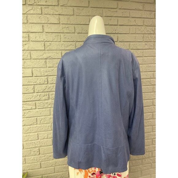 Chico’s Women Periwinkle Pebble Luxe Ruffle Open Front Blazer Size 3 (XL) - Picture 2 of 7